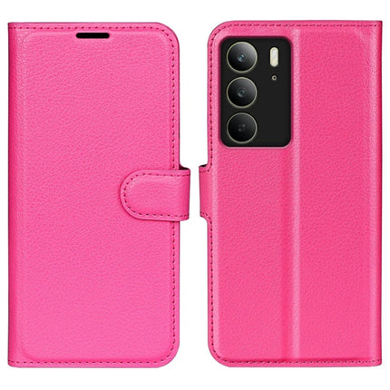 For Realme C75 Case Litchi Texture Shockproof Leather Wallet Phone Cover - Rose