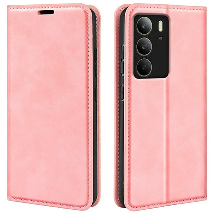 For Realme C75 Case Skin Touch Leather Wallet Phone Cover - Pink