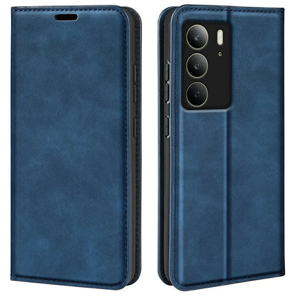 For Realme C75 Case Skin Touch Leather Wallet Phone Cover - Blue