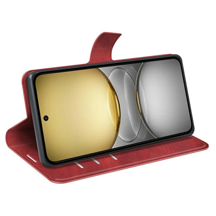 For Realme C75 Stand Case Anti-Scratch Calf Texture Leather Phone Cover