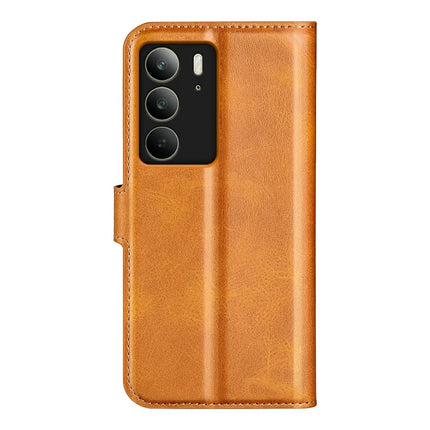 For Realme C75 Stand Case Anti-Scratch Calf Texture Leather Phone Cover