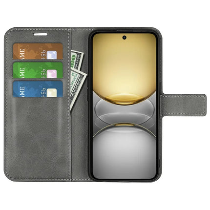 For Realme C75 Stand Case Anti-Scratch Calf Texture Leather Phone Cover