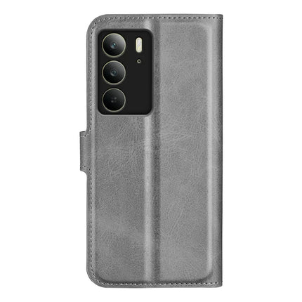 For Realme C75 Stand Case Anti-Scratch Calf Texture Leather Phone Cover