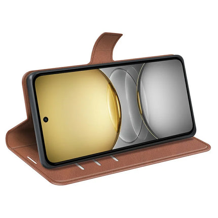For Realme C75 Stand Case Anti-Scratch Calf Texture Leather Phone Cover