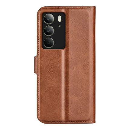 For Realme C75 Stand Case Anti-Scratch Calf Texture Leather Phone Cover