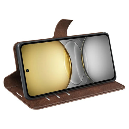 For Realme C75 Stand Case Anti-Scratch Calf Texture Leather Phone Cover