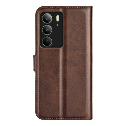 For Realme C75 Stand Case Anti-Scratch Calf Texture Leather Phone Cover
