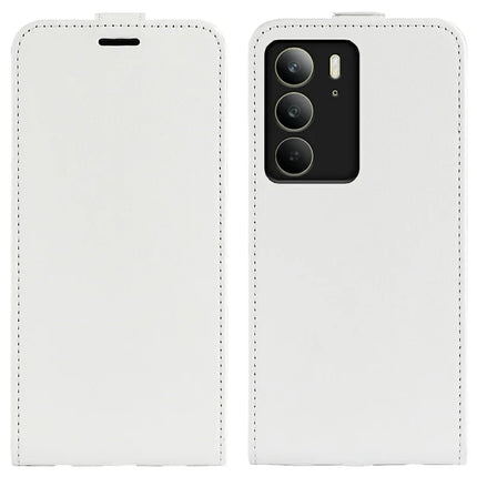 For Realme C75 Case with Card Slots Vertical Flip Leather Phone Cover - White