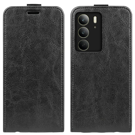 For Realme C75 Case with Card Slots Vertical Flip Leather Phone Cover - Black