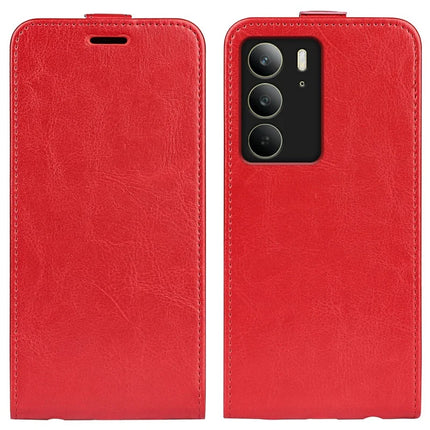 For Realme C75 Case with Card Slots Vertical Flip Leather Phone Cover - Red