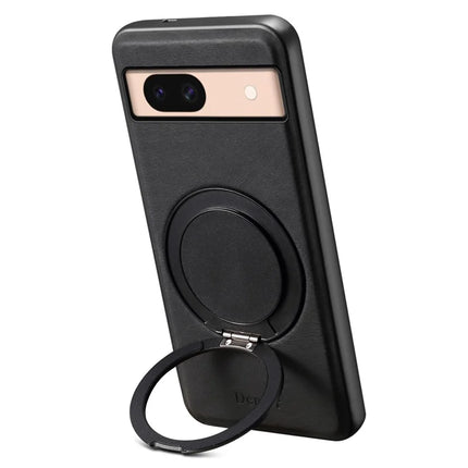 DENIOR A14 For Google Pixel 8a Magnetic Case Rotary Kickstand Leather PC TPU Phone Cover