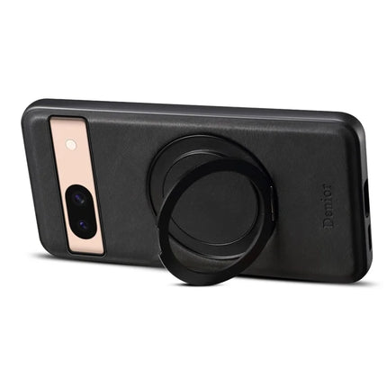 DENIOR A14 For Google Pixel 8a Magnetic Case Rotary Kickstand Leather PC TPU Phone Cover