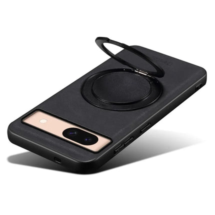 DENIOR A14 For Google Pixel 8a Magnetic Case Rotary Kickstand Leather PC TPU Phone Cover