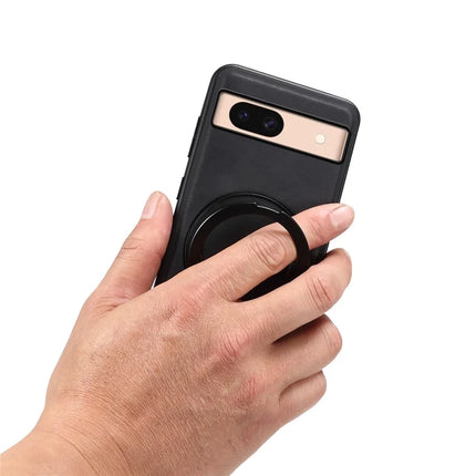 DENIOR A14 For Google Pixel 8a Magnetic Case Rotary Kickstand Leather PC TPU Phone Cover