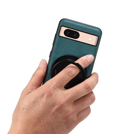 DENIOR A14 For Google Pixel 8a Magnetic Case Rotary Kickstand Leather PC TPU Phone Cover