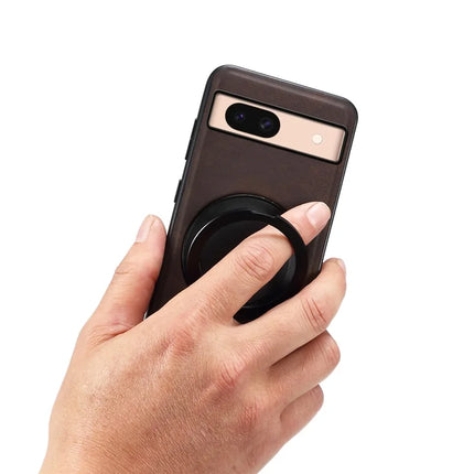 DENIOR A14 For Google Pixel 8a Magnetic Case Rotary Kickstand Leather PC TPU Phone Cover