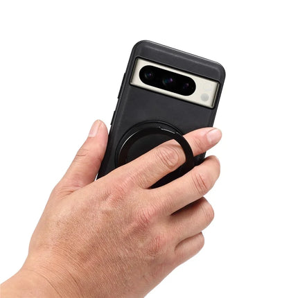 DENIOR A14 For Google Pixel 8 Pro Magnetic Case Rotary Kickstand Leather PC TPU Phone Cover