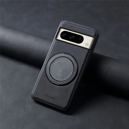 DENIOR A14 For Google Pixel 8 Pro Magnetic Case Rotary Kickstand Leather PC TPU Phone Cover