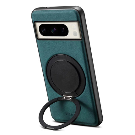 DENIOR A14 For Google Pixel 8 Pro Magnetic Case Rotary Kickstand Leather PC TPU Phone Cover