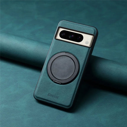 DENIOR A14 For Google Pixel 8 Pro Magnetic Case Rotary Kickstand Leather PC TPU Phone Cover