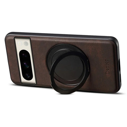 DENIOR A14 For Google Pixel 8 Pro Magnetic Case Rotary Kickstand Leather PC TPU Phone Cover