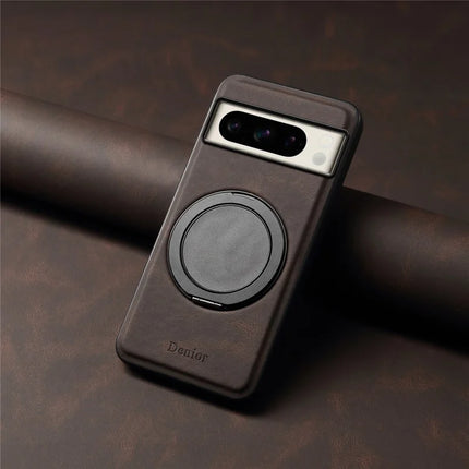 DENIOR A14 For Google Pixel 8 Pro Magnetic Case Rotary Kickstand Leather PC TPU Phone Cover