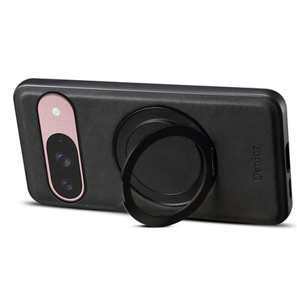 DENIOR A14 For Google Pixel 9 / Pixel 9 Pro Magnetic Case Rotary Kickstand Leather PC TPU Phone Cover