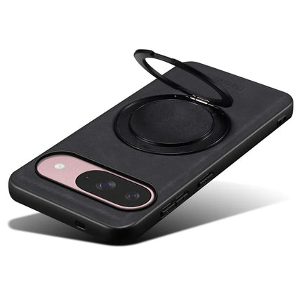 DENIOR A14 For Google Pixel 9 / Pixel 9 Pro Magnetic Case Rotary Kickstand Leather PC TPU Phone Cover