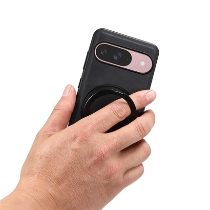 DENIOR A14 For Google Pixel 9 / Pixel 9 Pro Magnetic Case Rotary Kickstand Leather PC TPU Phone Cover