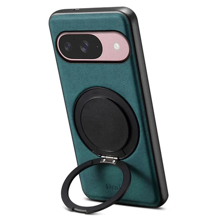 DENIOR A14 For Google Pixel 9 / Pixel 9 Pro Magnetic Case Rotary Kickstand Leather PC TPU Phone Cover