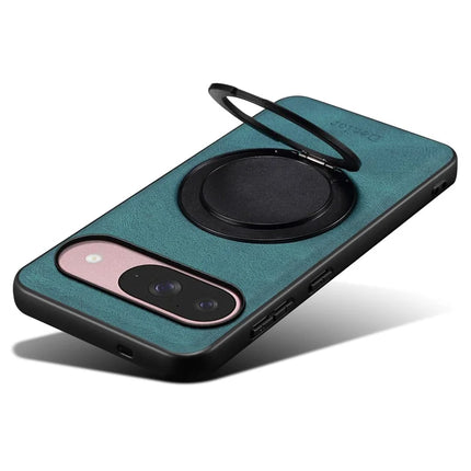DENIOR A14 For Google Pixel 9 / Pixel 9 Pro Magnetic Case Rotary Kickstand Leather PC TPU Phone Cover