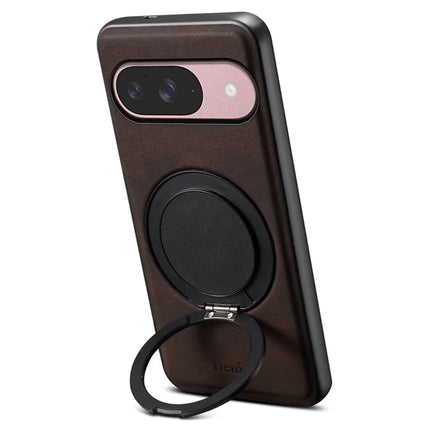 DENIOR A14 For Google Pixel 9 / Pixel 9 Pro Magnetic Case Rotary Kickstand Leather PC TPU Phone Cover