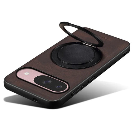 DENIOR A14 For Google Pixel 9 / Pixel 9 Pro Magnetic Case Rotary Kickstand Leather PC TPU Phone Cover