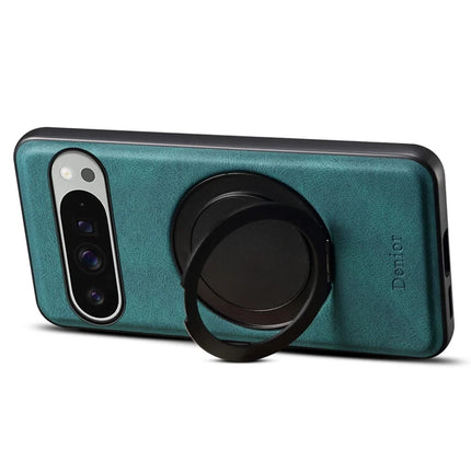 DENIOR A14 For Google Pixel 9 Pro XL Magnetic Case Rotary Kickstand Leather PC TPU Phone Cover