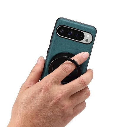 DENIOR A14 For Google Pixel 9 Pro XL Magnetic Case Rotary Kickstand Leather PC TPU Phone Cover
