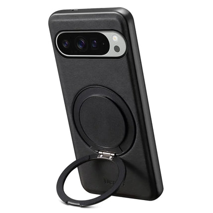 DENIOR A14 For Google Pixel 9 Pro XL Magnetic Case Rotary Kickstand Leather PC TPU Phone Cover