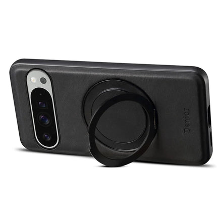 DENIOR A14 For Google Pixel 9 Pro XL Magnetic Case Rotary Kickstand Leather PC TPU Phone Cover
