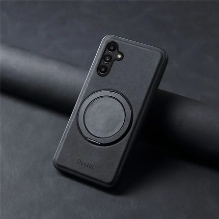 DENIOR A14 For Samsung Galaxy A15 4G Magnetic Case Rotary Kickstand Leather PC TPU Phone Cover