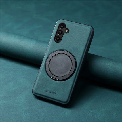 DENIOR A14 For Samsung Galaxy A15 4G Magnetic Case Rotary Kickstand Leather PC TPU Phone Cover