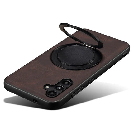 DENIOR A14 For Samsung Galaxy A15 4G Magnetic Case Rotary Kickstand Leather PC TPU Phone Cover