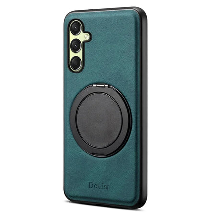 DENIOR A14 For Samsung Galaxy A16 5G / 4G Magnetic Case Rotary Kickstand Leather PC TPU Phone Cover - Blue