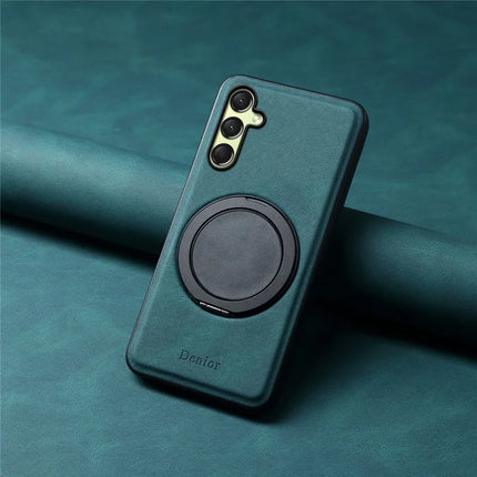 DENIOR A14 For Samsung Galaxy A16 5G / 4G Magnetic Case Rotary Kickstand Leather PC TPU Phone Cover