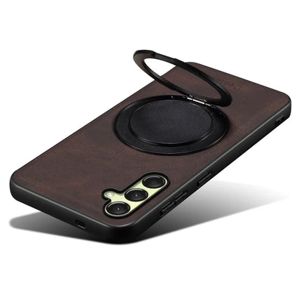 DENIOR A14 For Samsung Galaxy A16 5G / 4G Magnetic Case Rotary Kickstand Leather PC TPU Phone Cover