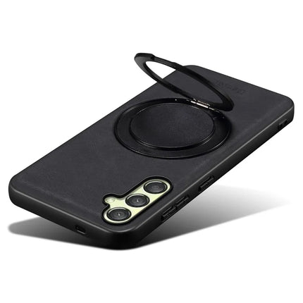 DENIOR A14 For Samsung Galaxy A25 5G (Global) (161.0 x 76.5 x 8.3mm) Magnetic Case Rotary Kickstand Leather PC TPU Phone Cover