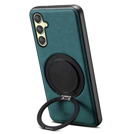 DENIOR A14 For Samsung Galaxy A25 5G (Global) (161.0 x 76.5 x 8.3mm) Magnetic Case Rotary Kickstand Leather PC TPU Phone Cover