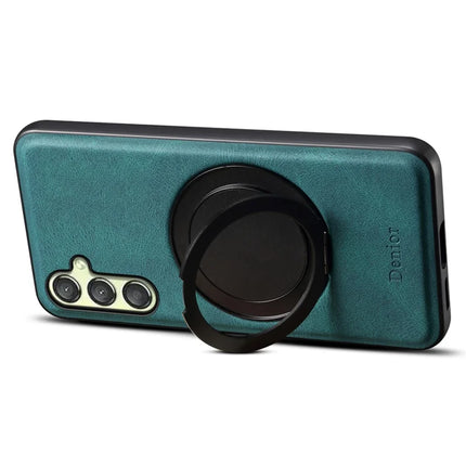 DENIOR A14 For Samsung Galaxy A25 5G (Global) (161.0 x 76.5 x 8.3mm) Magnetic Case Rotary Kickstand Leather PC TPU Phone Cover