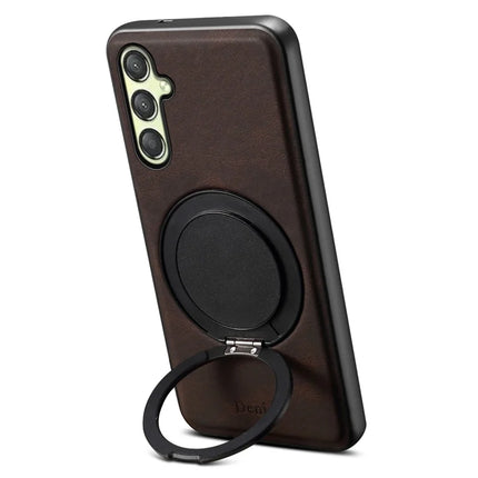 DENIOR A14 For Samsung Galaxy A25 5G (Global) (161.0 x 76.5 x 8.3mm) Magnetic Case Rotary Kickstand Leather PC TPU Phone Cover