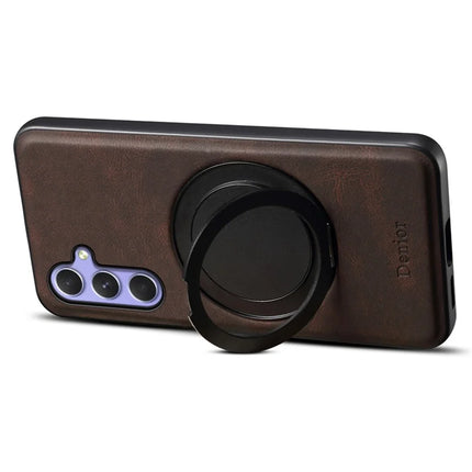 DENIOR A14 For Samsung Galaxy A35 5G Magnetic Case Rotary Kickstand Leather PC TPU Phone Cover