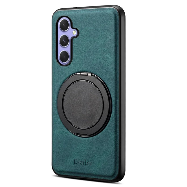 DENIOR A14 For Samsung Galaxy A55 5G Magnetic Case Rotary Kickstand Leather PC TPU Phone Cover - Blue
