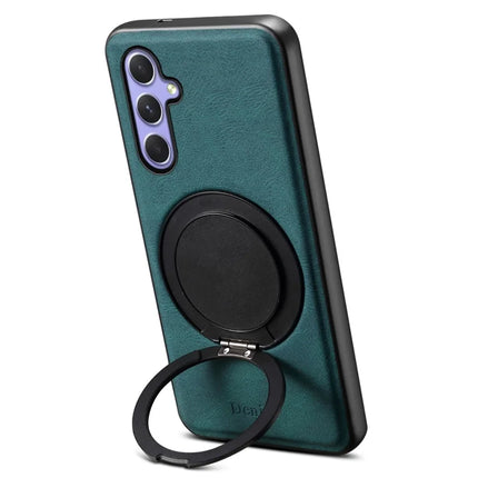 DENIOR A14 For Samsung Galaxy A55 5G Magnetic Case Rotary Kickstand Leather PC TPU Phone Cover